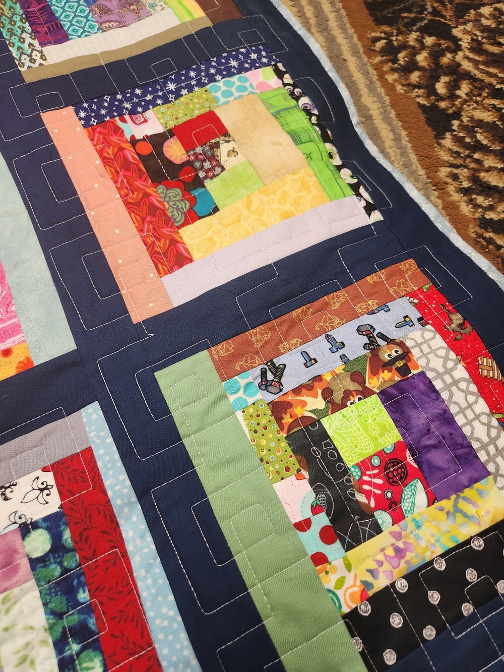 Handmade Multicolor Patchwork Quilt Runner - - Picture 9 of 12